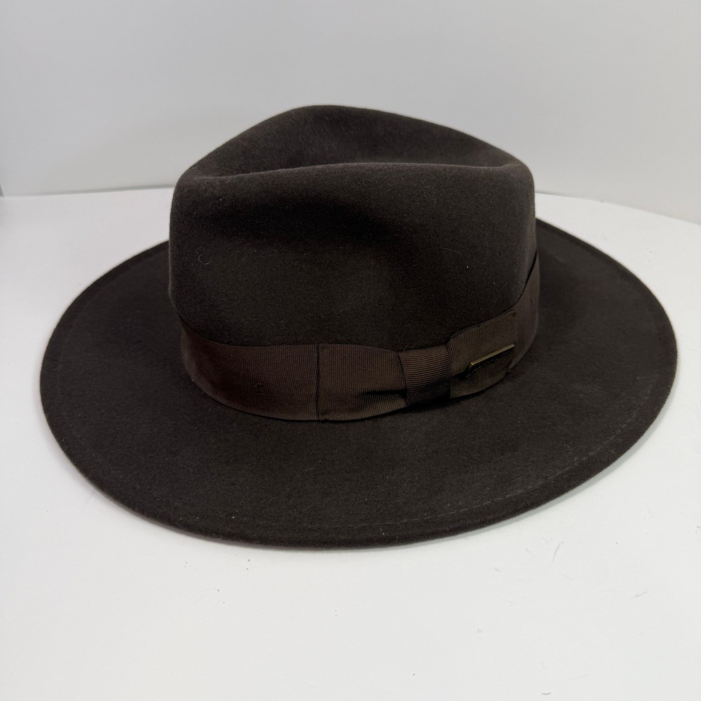 Indiana Jones Mens Wool Felt Fedora Hat Brown Wide Brim Official Licensed Large